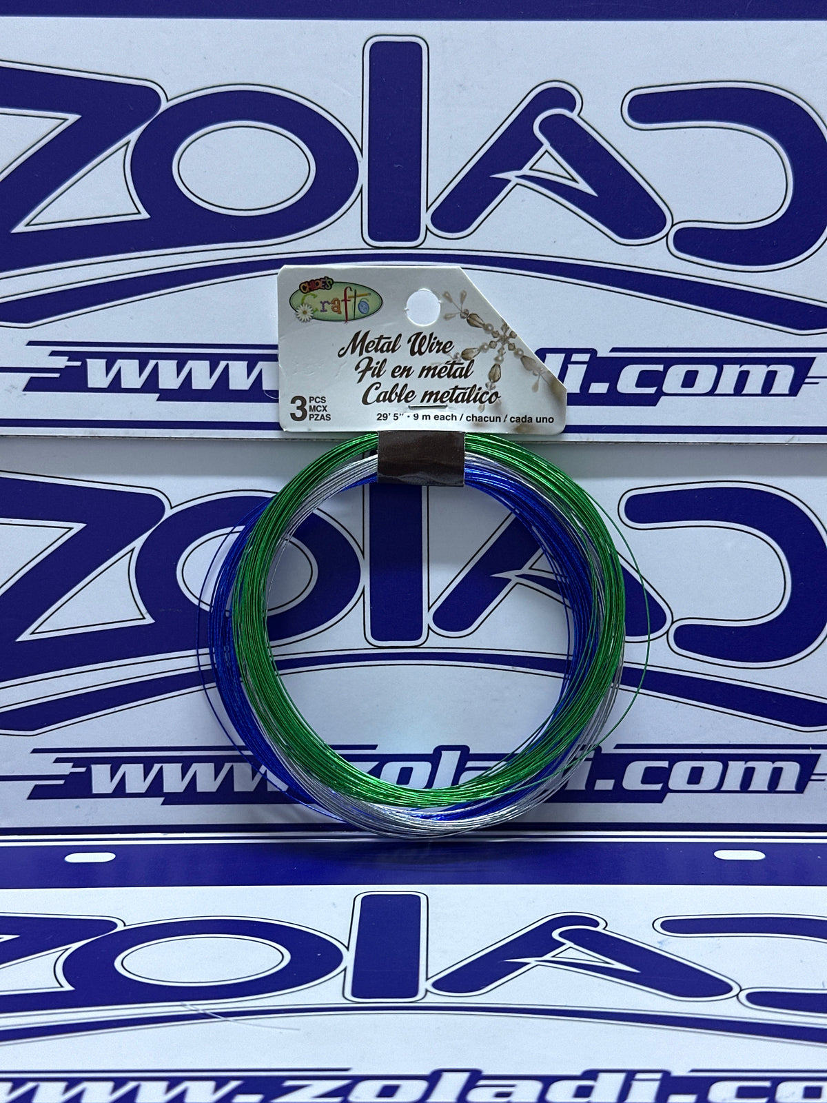PACK 03 CABLE METALICO AZUL, PLATEADO Y VERDE