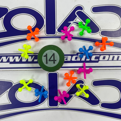 JUEGO DE 12 YACES + PELOTITA DE GOMA