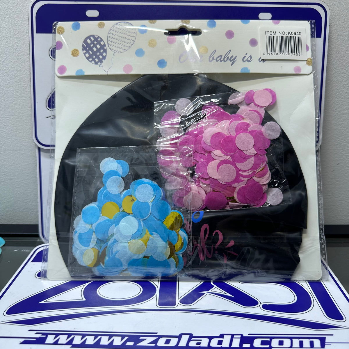 GLOBO REVELACIÓN DE GÉNERO CON CONFETI DE AMBOS COLORES