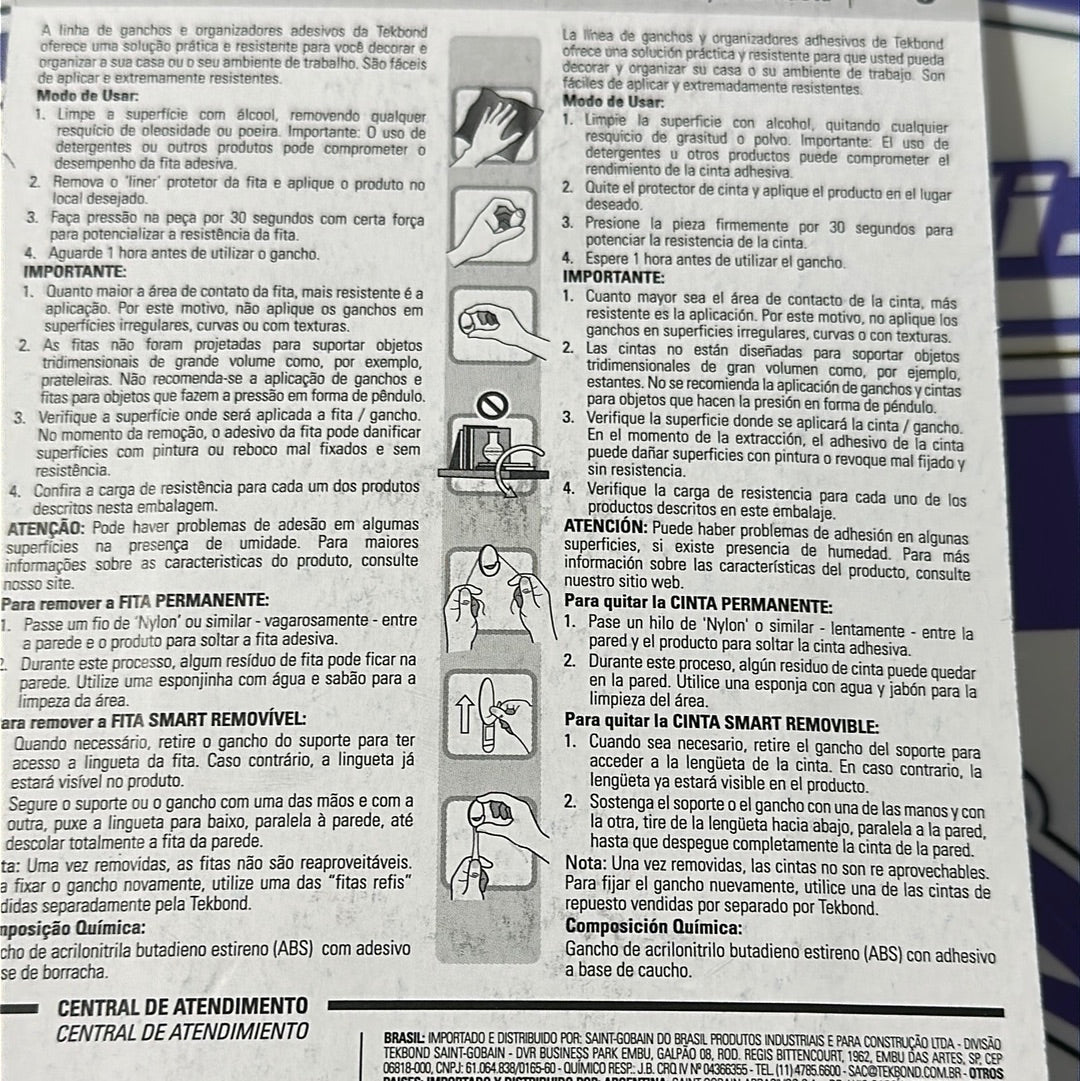 Gancho Adesivo 1kg Tekbond