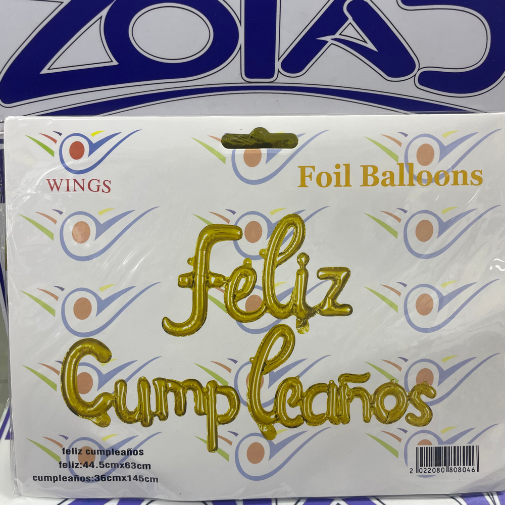 GLOBO FELIZ CUMPLEAÑOS DORADO