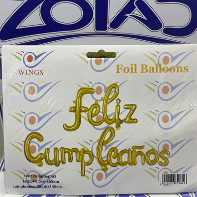 GLOBO FELIZ CUMPLEAÑOS DORADO