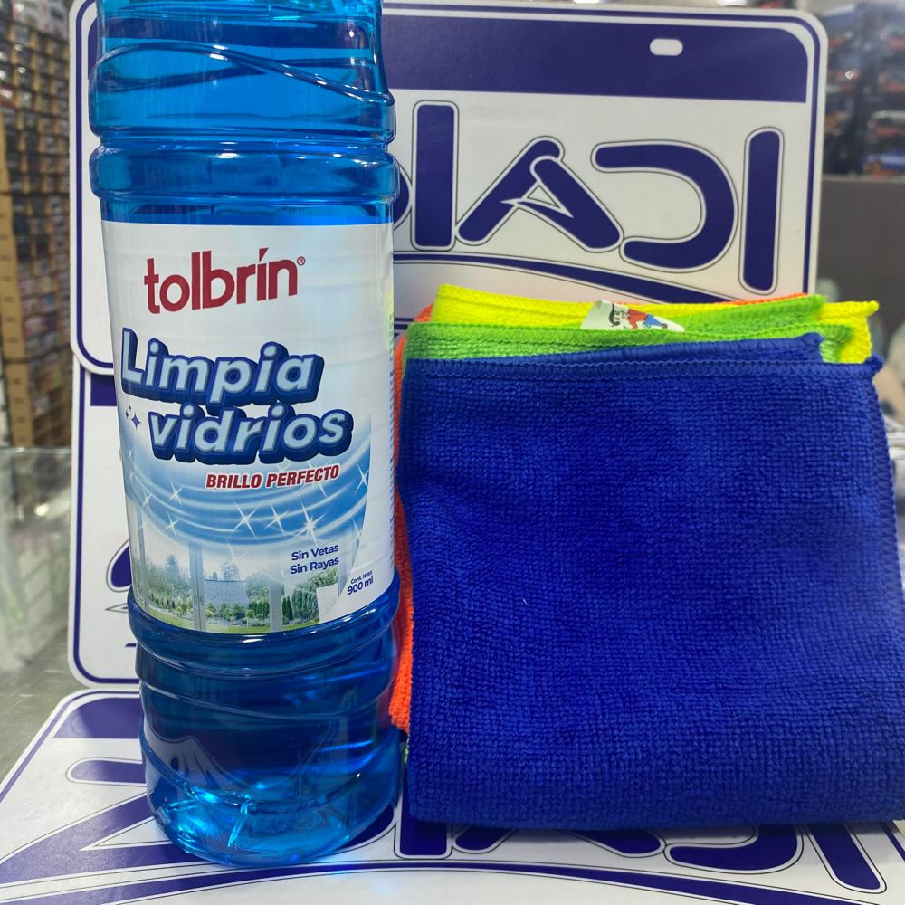 PACK LIMPIA VIDRIOS Y PAÑOS DE MICROFIBRA