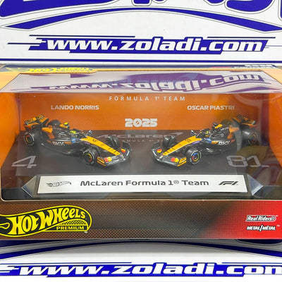 MCLAREN FORMULA 1 TEAM LANDO NORRIS Y OSCAR PIASTRI PACK - Hot Wheels Premium - Zoladi Perú