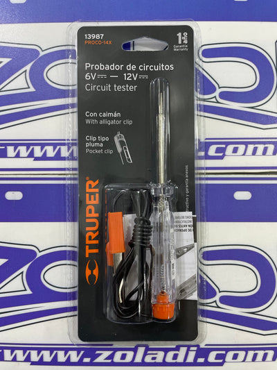PILOTO PROBADOR DE CIRCUITOS 6V-12V TRUPER