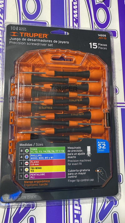 JUEGO SET DESARMADORES DE JOYERO 15 PIEZAS