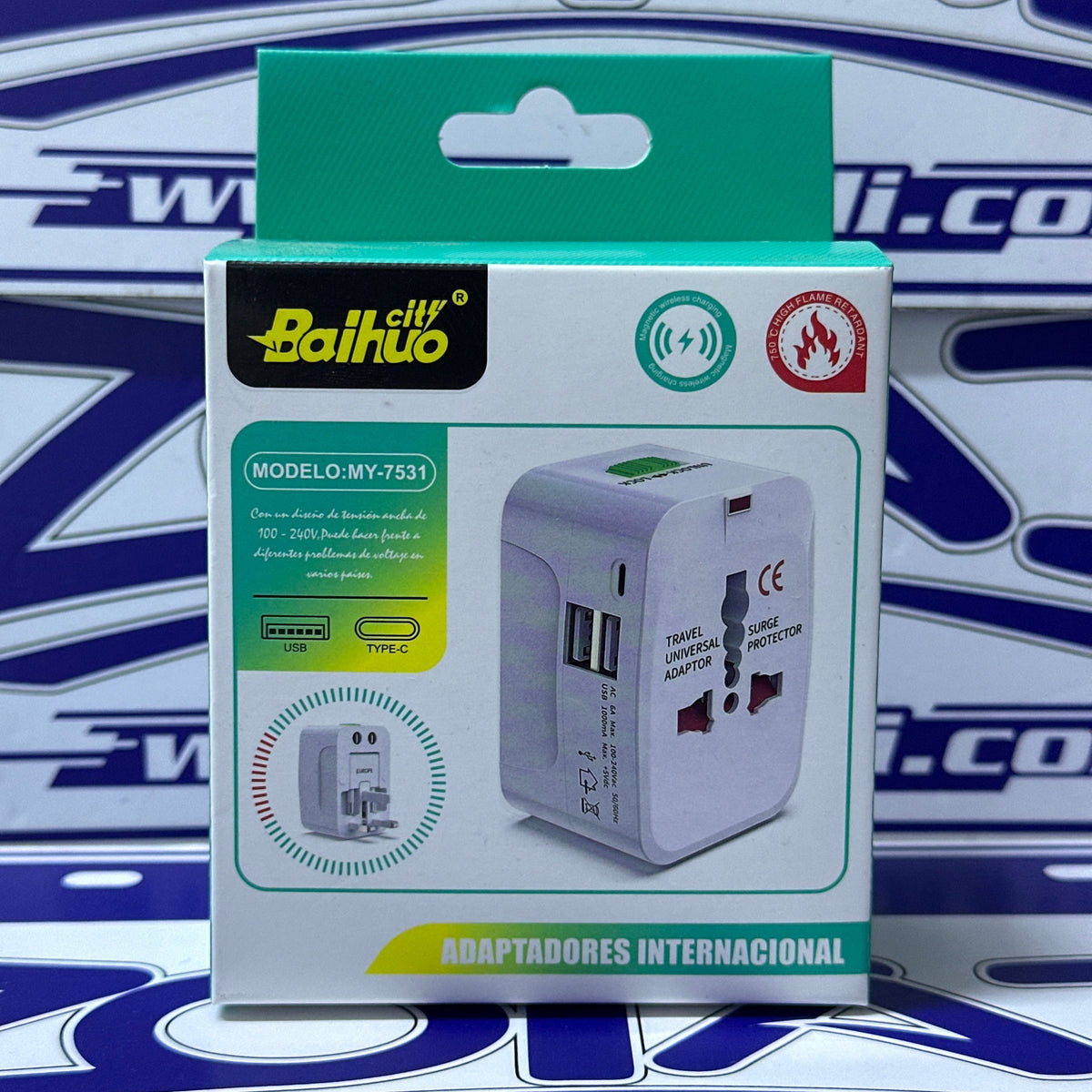 ADAPTADOR DE VIAJE UNIVERSAL CON CARGADOR USB