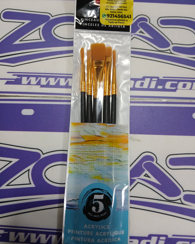 5 PINCELES PARA PINTURA ACRILICA