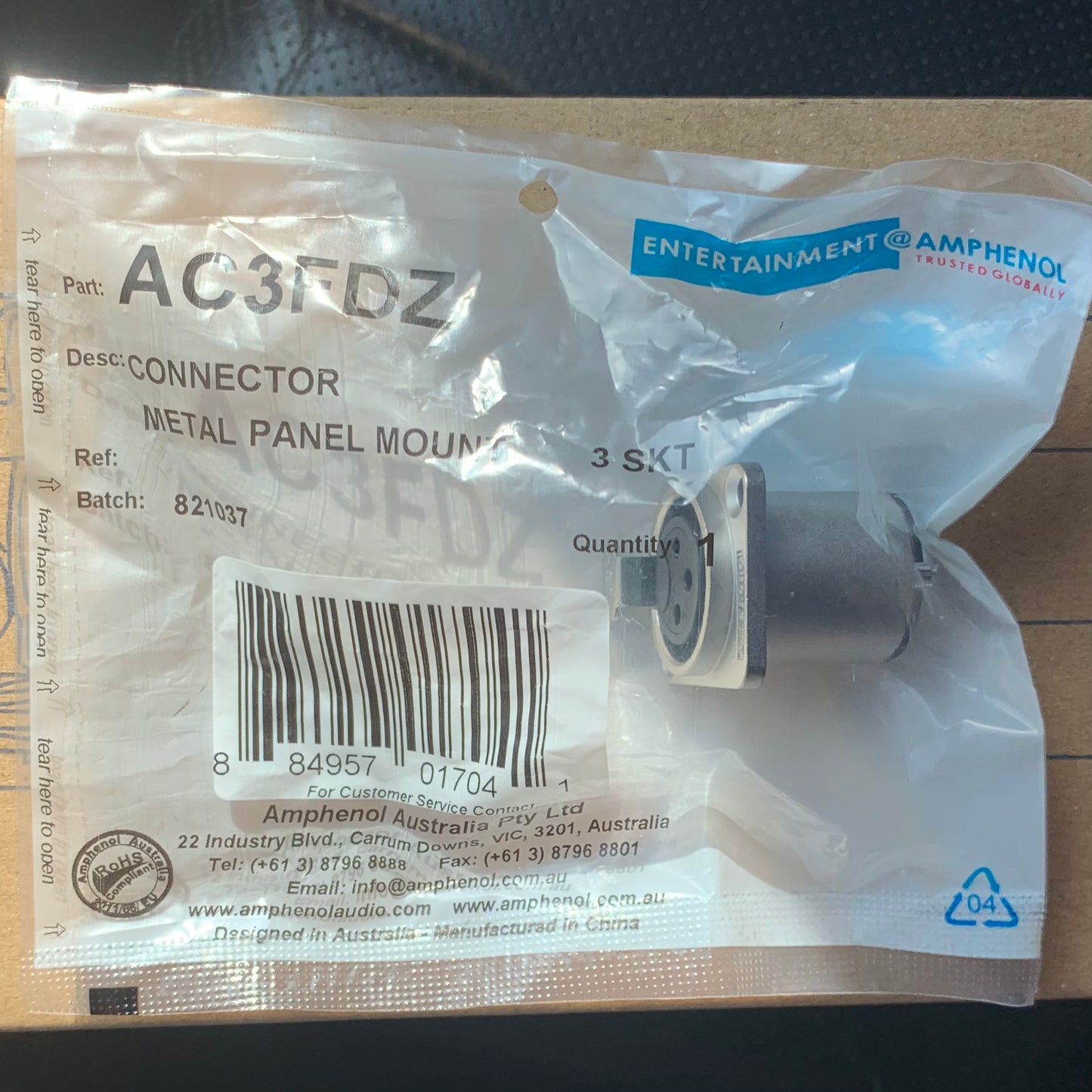 Conector XLR Amphenol Para Empotrar