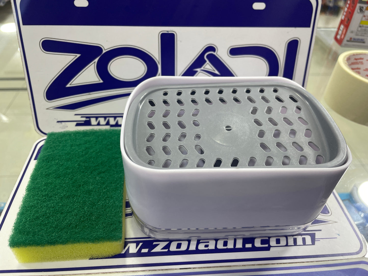 DISPENSADOR DE JABON Y PORTA ESPONJA 2 EN 1
