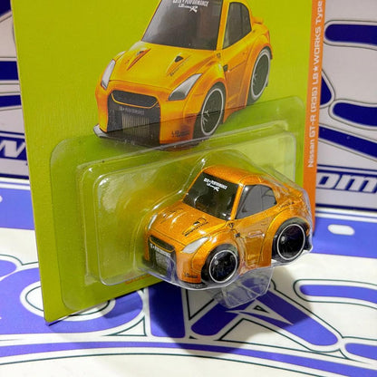 003 NISSAN GTR R35 LBWK GOLD MINI GT QUBE CARZ