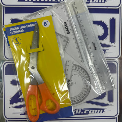 PACK DE CORTE Y MEDICIÓN - TIJERA UNIVERSAL Y SET DE REGLAS