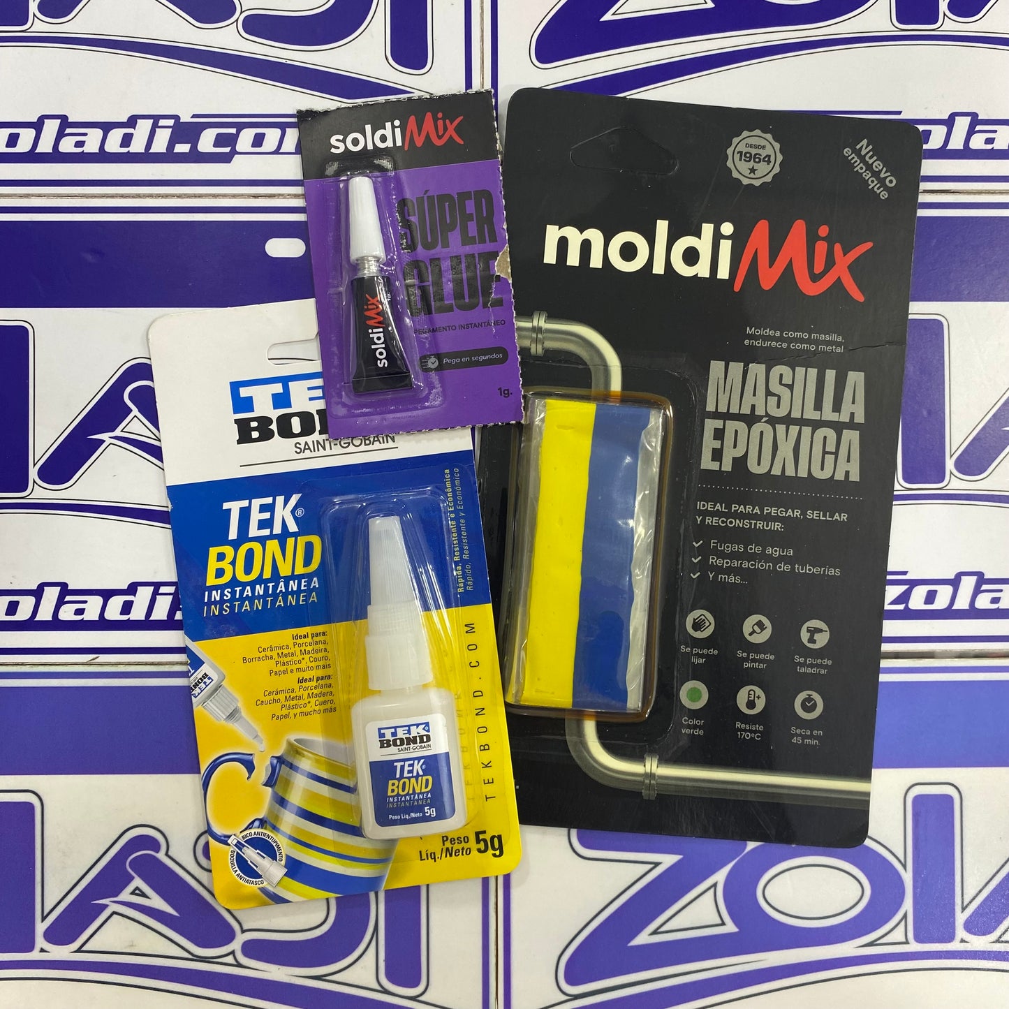 PACK PEGA TODO - MASILLA EPOXICA, SUPER GLUE Y TEKBOND 5g