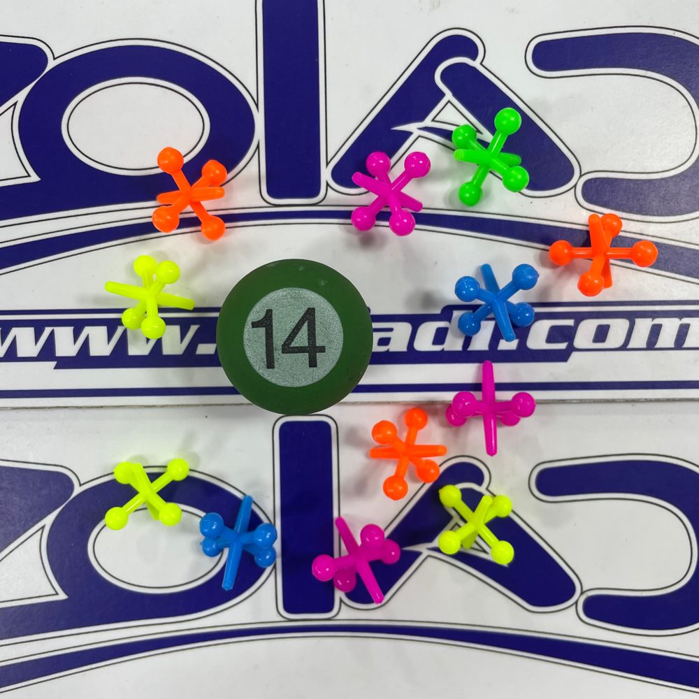 JUEGO DE 12 YACES + PELOTITA DE GOMA