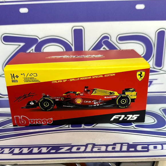 F1-75 Italian GP Charles Leclerc #16 Ferrari (CON CASCO Y ACRÍLICO) BURAGO