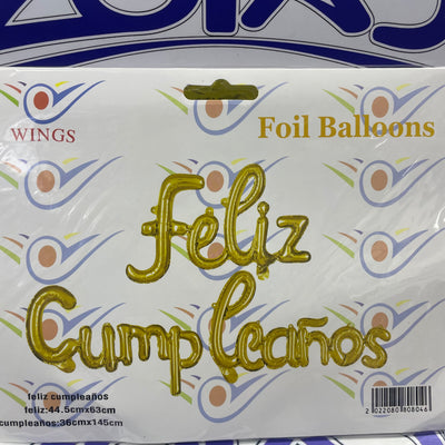 GLOBO FELIZ CUMPLEAÑOS DORADO