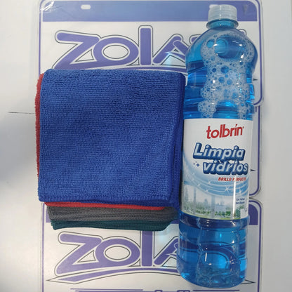 PACK LIMPIA VIDRIOS Y PAÑOS DE MICROFIBRA