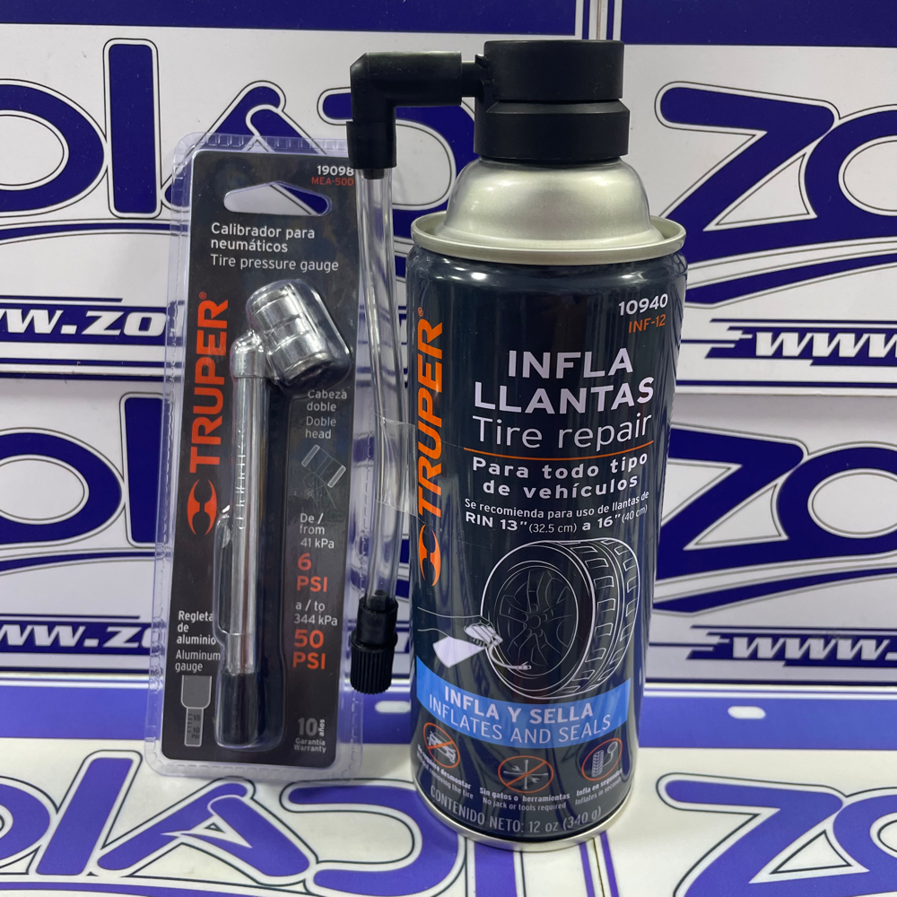PACK INFLALLANTAS Y CALIBRADOR DE NEUMATICOS