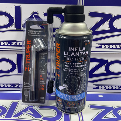 PACK INFLALLANTAS Y CALIBRADOR DE NEUMATICOS