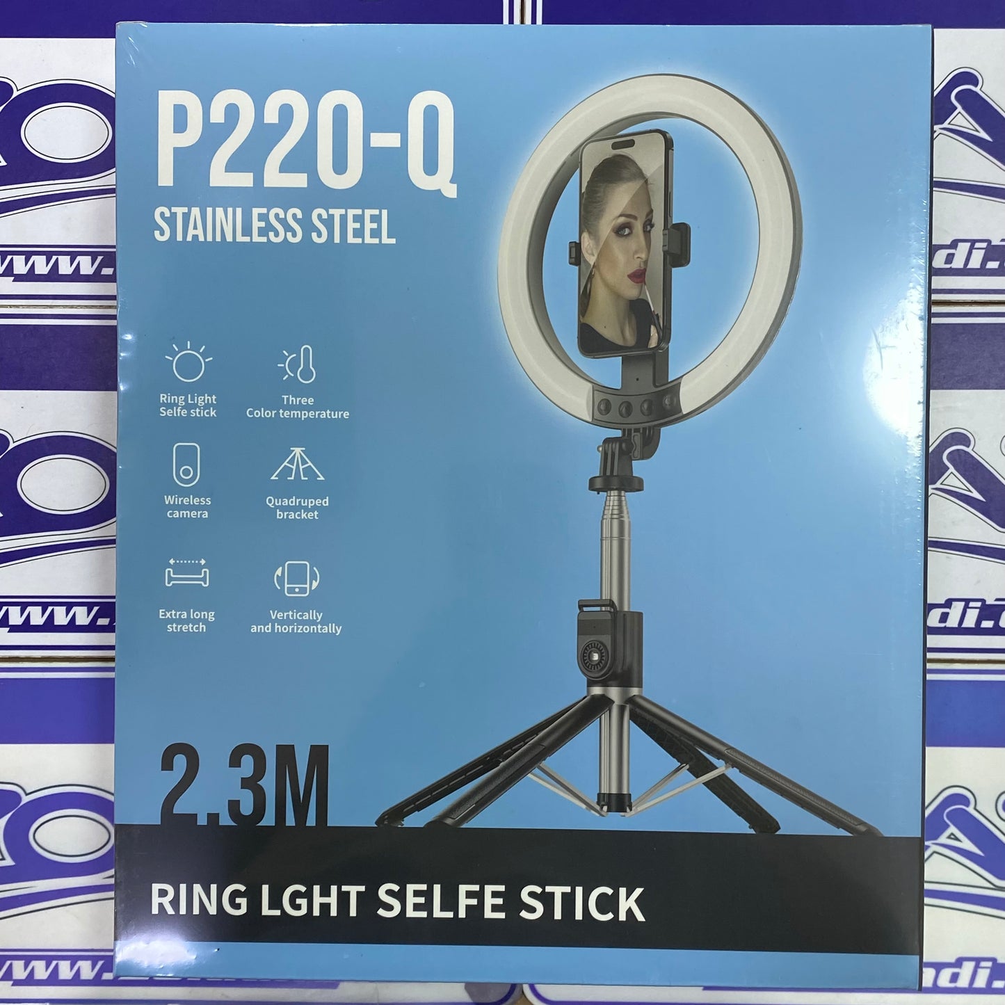 ARO DE LUZ CON TRIPODE DE 2.3 METROS Y SELFIE STICK P220-Q