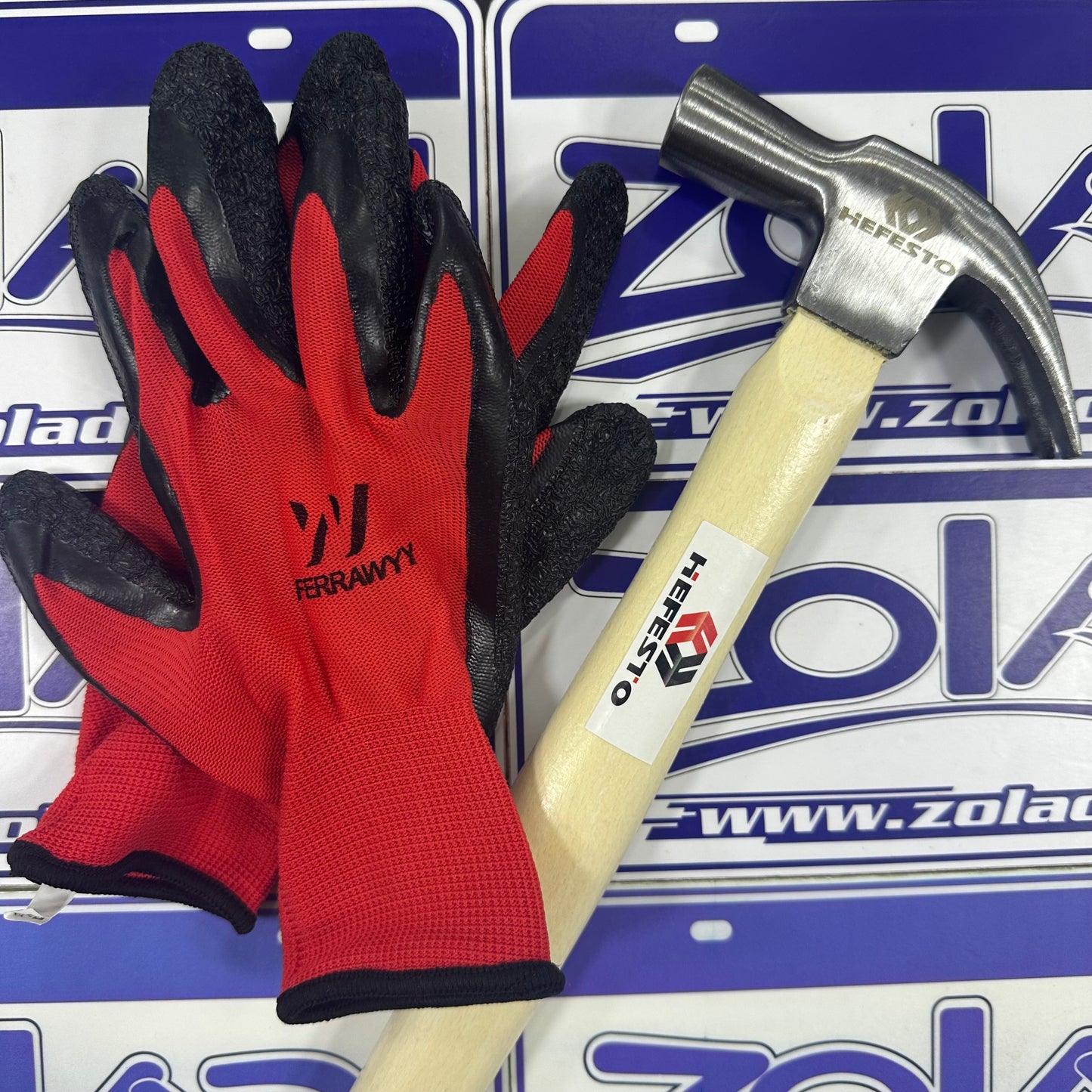PACK MARTILLADOR - MARTILLO 30cm Y GUANTES DE TELA