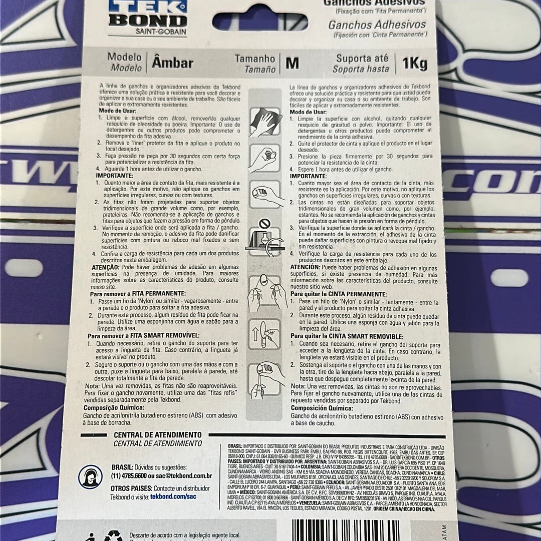 Tekbond Amber Model Medium Adhesive Hook