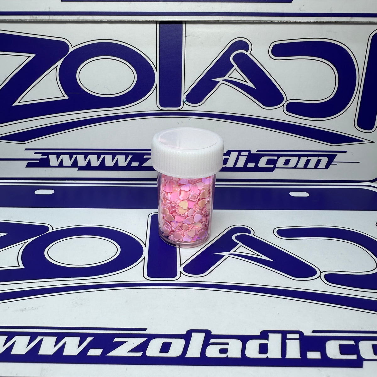 BRILLANTINA DE CORAZONES ROSADOS PARA MANUALIDADES Y DECORACIÓN