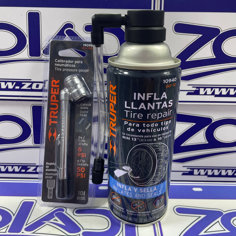PACK INFLALLANTAS Y CALIBRADOR DE NEUMATICOS