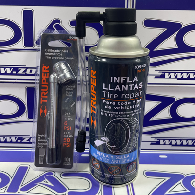PACK INFLALLANTAS Y CALIBRADOR DE NEUMATICOS