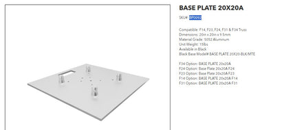 BASE PLATE GLOBALTRUSS BP0092