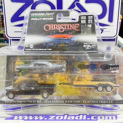 31120 1958 PLYMOUTH FURY / 2018 DODGE RAM 2500 / FLATBED TRAILER