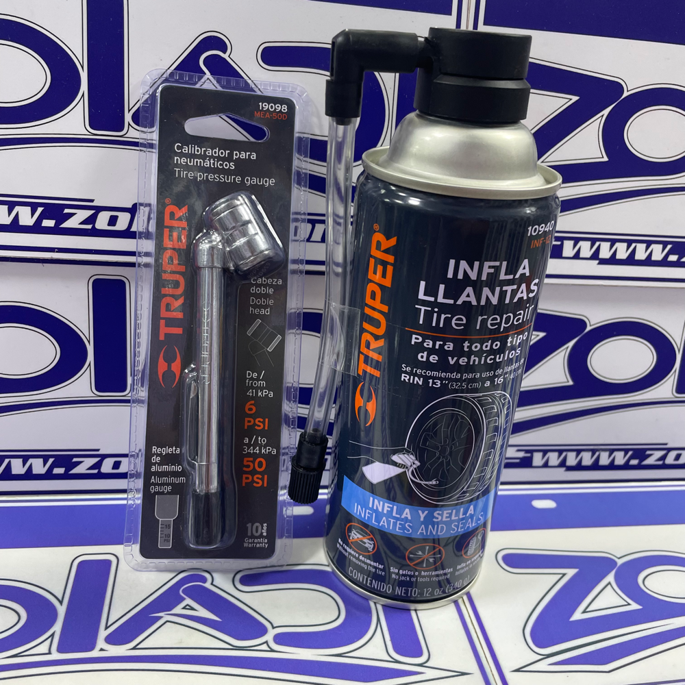 PACK INFLALLANTAS Y CALIBRADOR DE NEUMATICOS