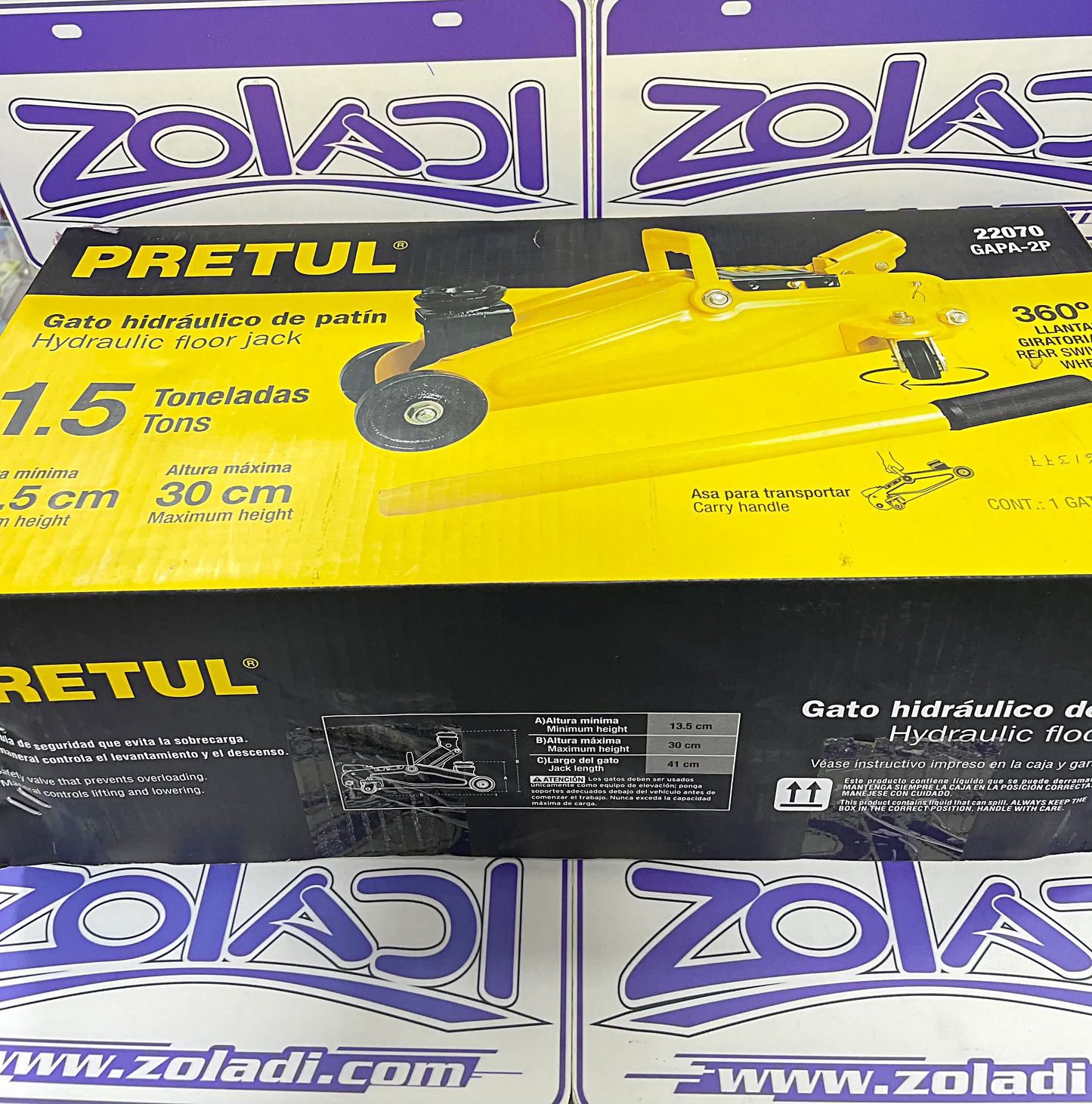 GATO HIDRÁULICO DE PATÍN 1.5 TONELADAS PRETUL