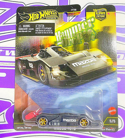 Mazda 787B de hotwheels premium, hammer drops, metal metal, real riders