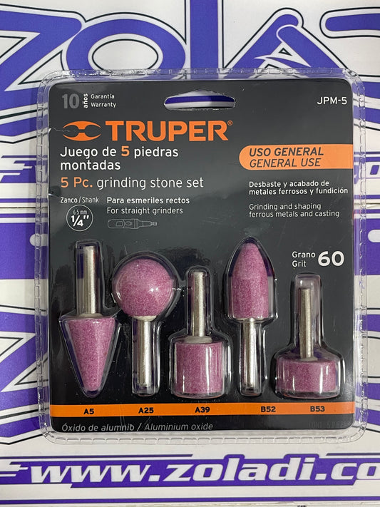 JUEGO DE 5 PIEDRAS TIPO LIJA PARA TALADRO