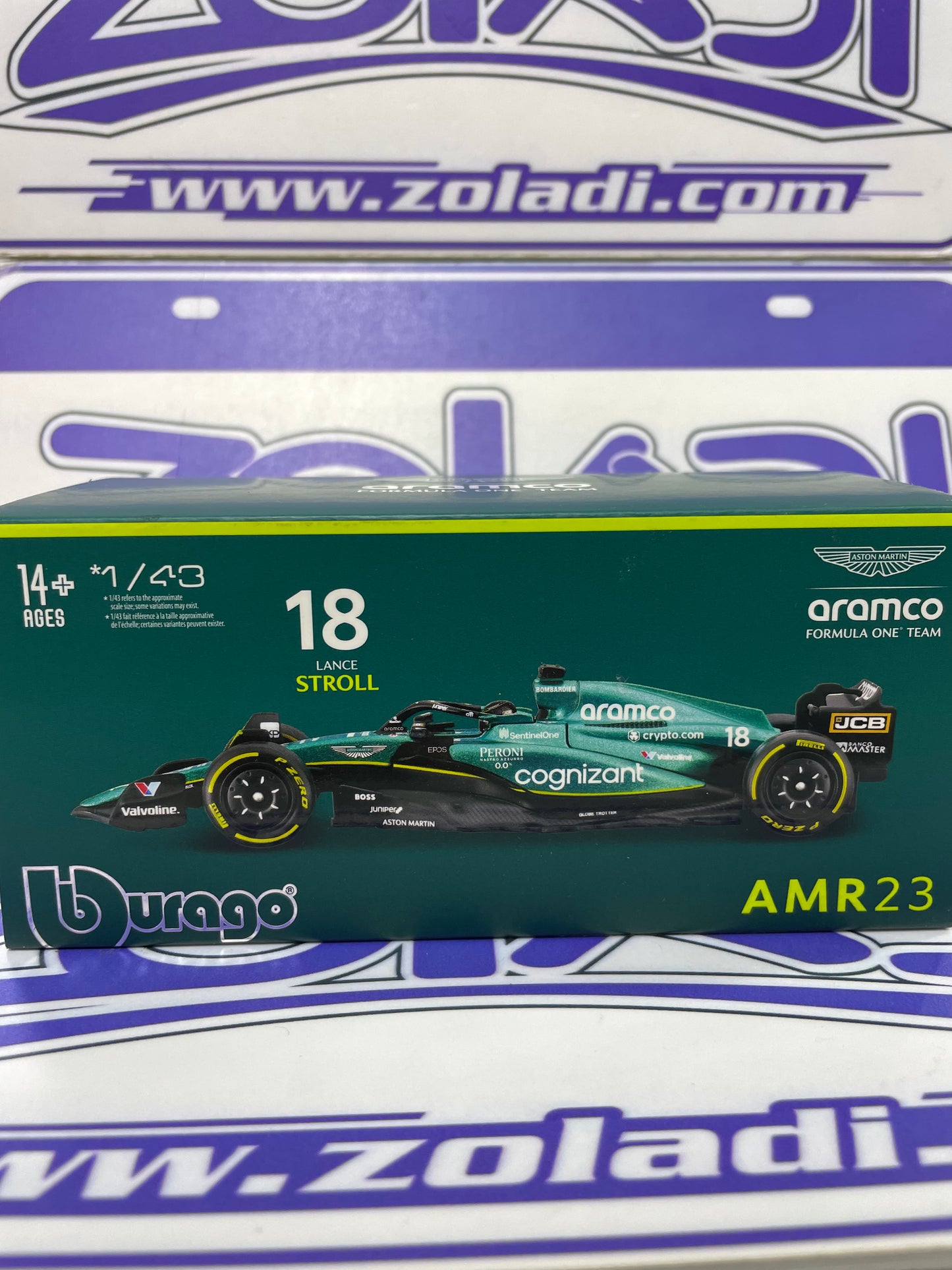 1/43 F1 #18 LANCE STROLL ARAMCO FORMULA ONE TEAM (ACRILICO Y CASCO)