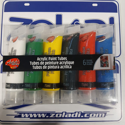 Set 6 Colores Pintura Acrílica 75 ml | Colores Intensos, Alta Cobertura y Manualidades.