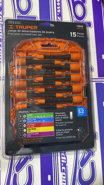 JUEGO SET DESARMADORES DE JOYERO 15 PIEZAS