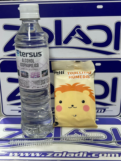 PACK LIMPIADOR, ALCOHOL ISOPROPILICO DE 500ml, TOALLITA HUMEDA Y LIMPIA SORBETES