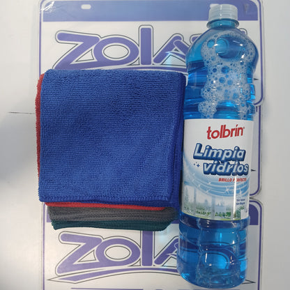 PACK LIMPIA VIDRIOS Y PAÑOS DE MICROFIBRA