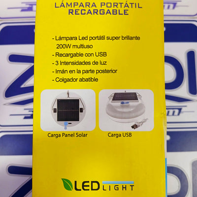 LUZ SOLAR PORTATIL RECARGABLE