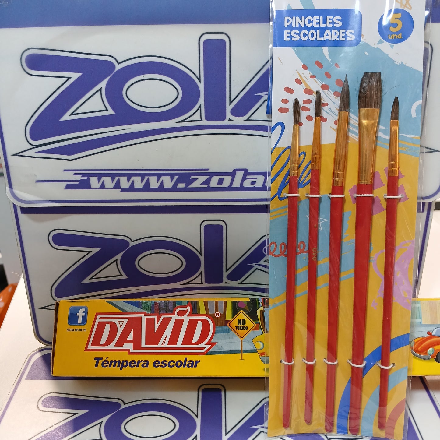 PACK PARA PINTAR EN EL COLE - 7 COLORES DE TEMPERA Y 5 TAMAÑOS DE PINCEL