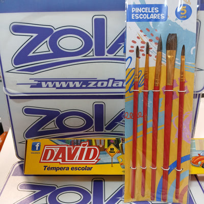 PACK PARA PINTAR EN EL COLE - 7 COLORES DE TEMPERA Y 5 TAMAÑOS DE PINCEL