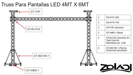 GLOBALTRUSS Truss para pantalla LED 4x6